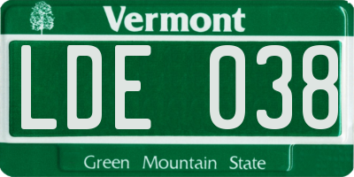 VT license plate LDE038