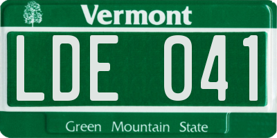 VT license plate LDE041