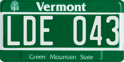 VT license plate LDE043
