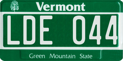 VT license plate LDE044
