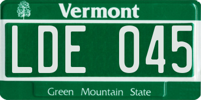 VT license plate LDE045