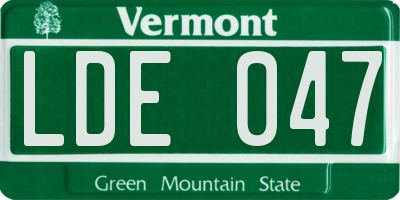 VT license plate LDE047