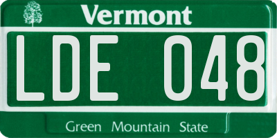 VT license plate LDE048