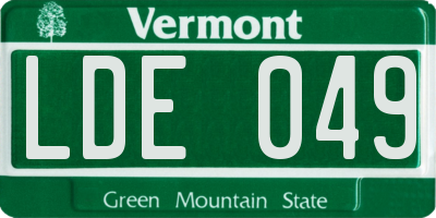 VT license plate LDE049
