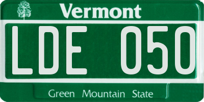 VT license plate LDE050