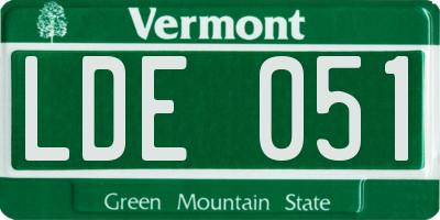 VT license plate LDE051