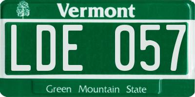 VT license plate LDE057