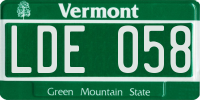 VT license plate LDE058
