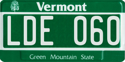 VT license plate LDE060