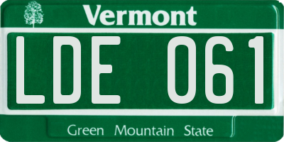VT license plate LDE061