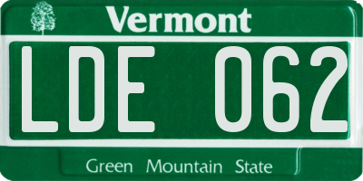VT license plate LDE062