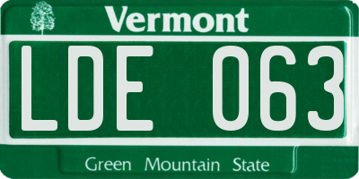 VT license plate LDE063