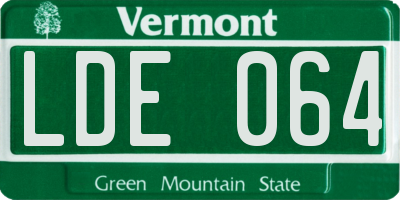 VT license plate LDE064