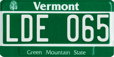 VT license plate LDE065