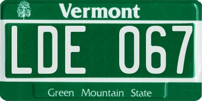 VT license plate LDE067