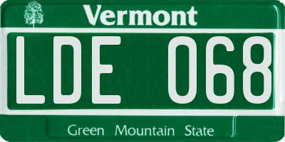 VT license plate LDE068
