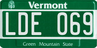 VT license plate LDE069