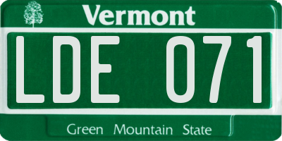 VT license plate LDE071