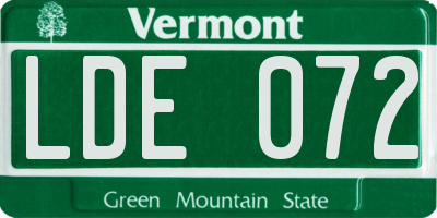 VT license plate LDE072