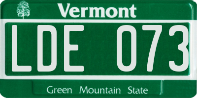 VT license plate LDE073