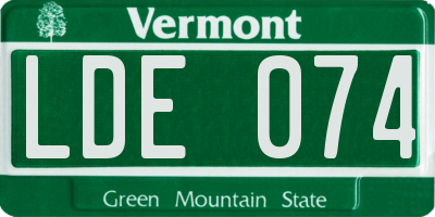 VT license plate LDE074