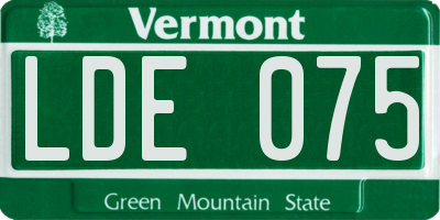 VT license plate LDE075