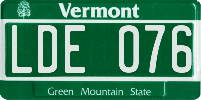 VT license plate LDE076