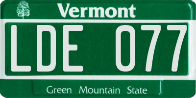 VT license plate LDE077