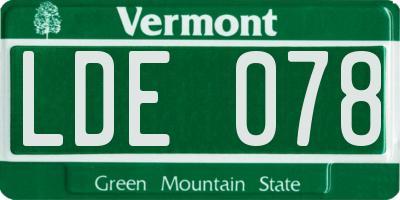 VT license plate LDE078
