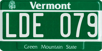 VT license plate LDE079