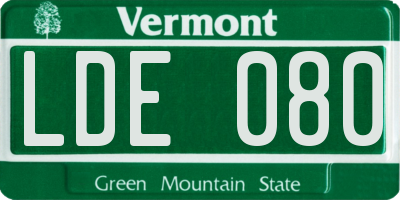 VT license plate LDE080