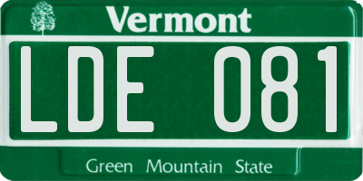 VT license plate LDE081