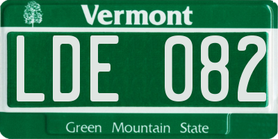 VT license plate LDE082