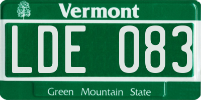VT license plate LDE083