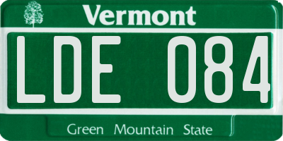 VT license plate LDE084