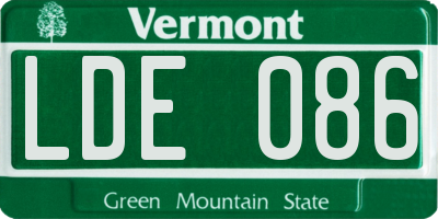 VT license plate LDE086