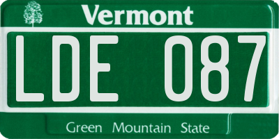 VT license plate LDE087