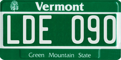 VT license plate LDE090