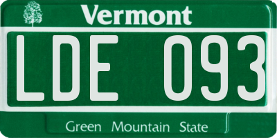 VT license plate LDE093