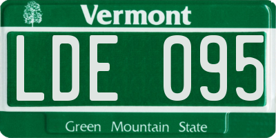 VT license plate LDE095