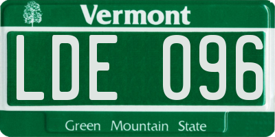 VT license plate LDE096