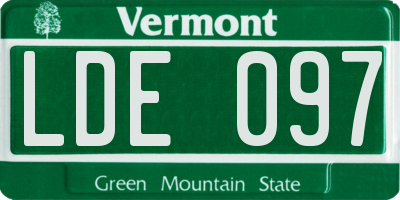 VT license plate LDE097