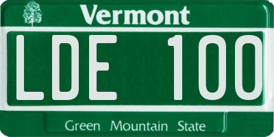 VT license plate LDE100