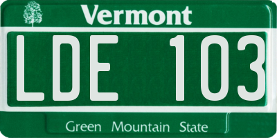 VT license plate LDE103