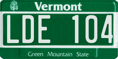 VT license plate LDE104