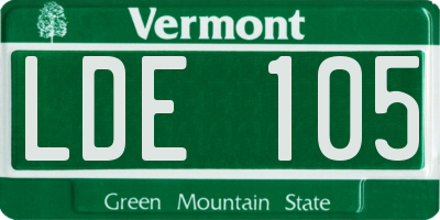 VT license plate LDE105
