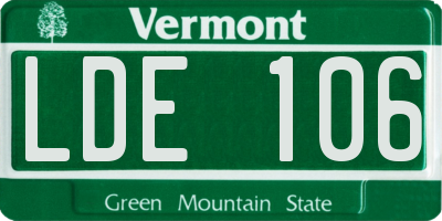 VT license plate LDE106