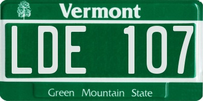 VT license plate LDE107