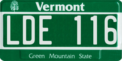 VT license plate LDE116