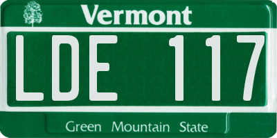 VT license plate LDE117